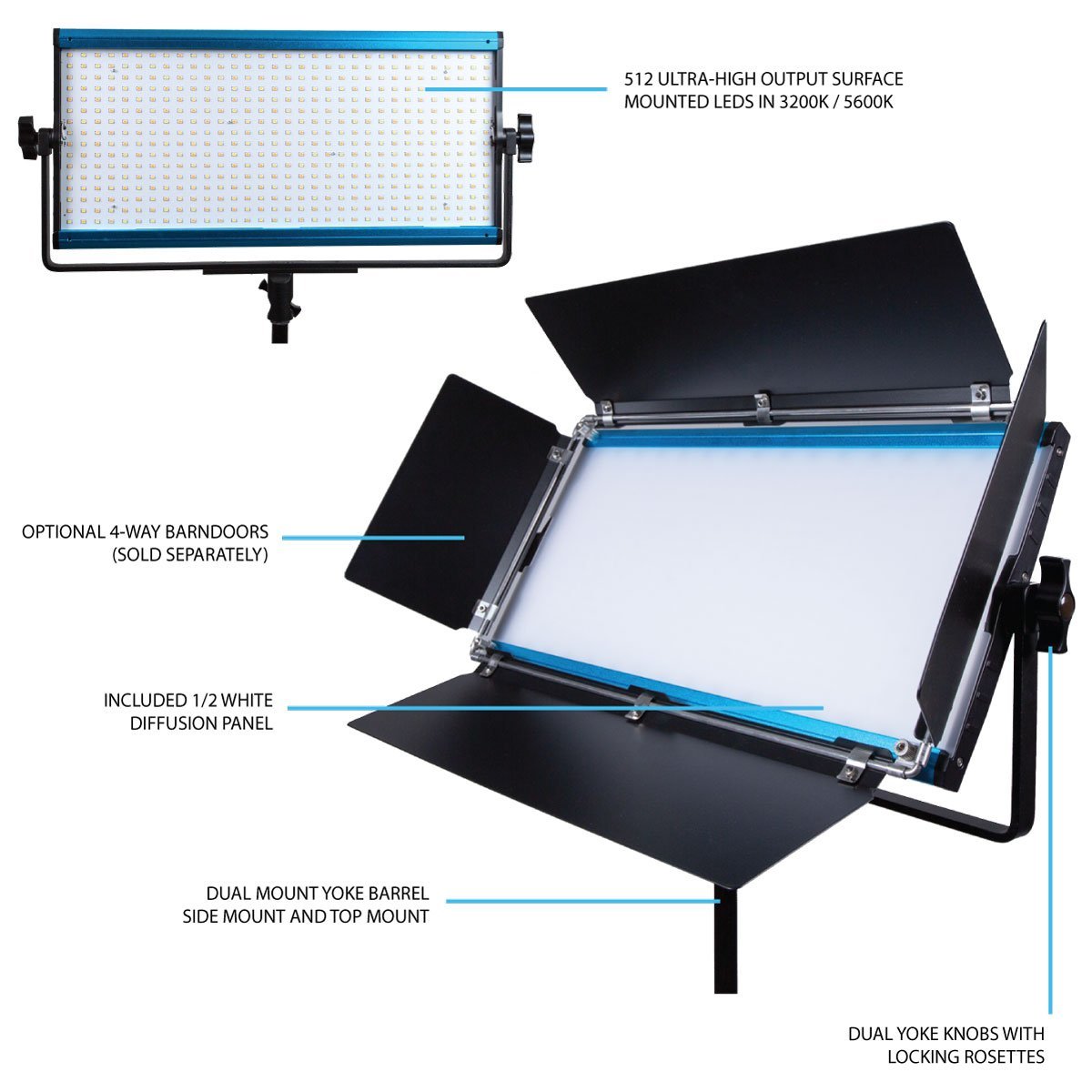 Dracast X Series LED1000 Bi-Color LED Video Light Panel (70W)