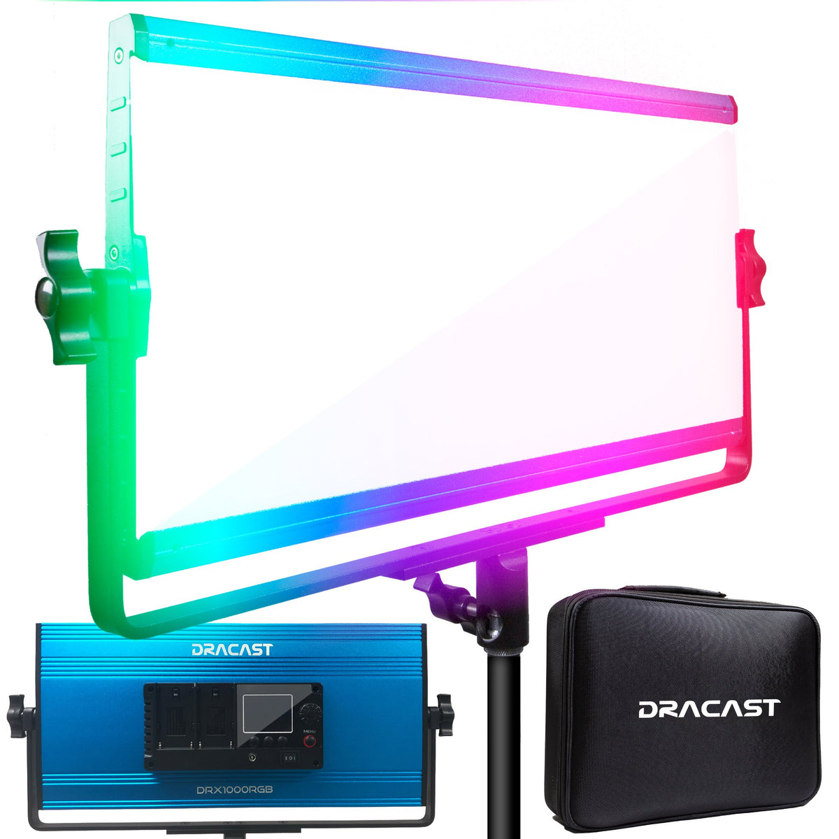 Dracast X Series LED1000 RGB and Bi-Color LED 3 Light Kit with Injection Molded Travel Case