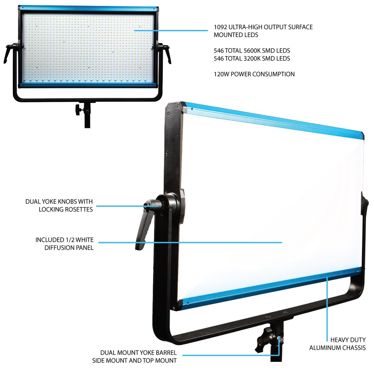 Dracast X Series LED2000 Bi-Color LED 3 Light Kit with Injection Molded Travel Case