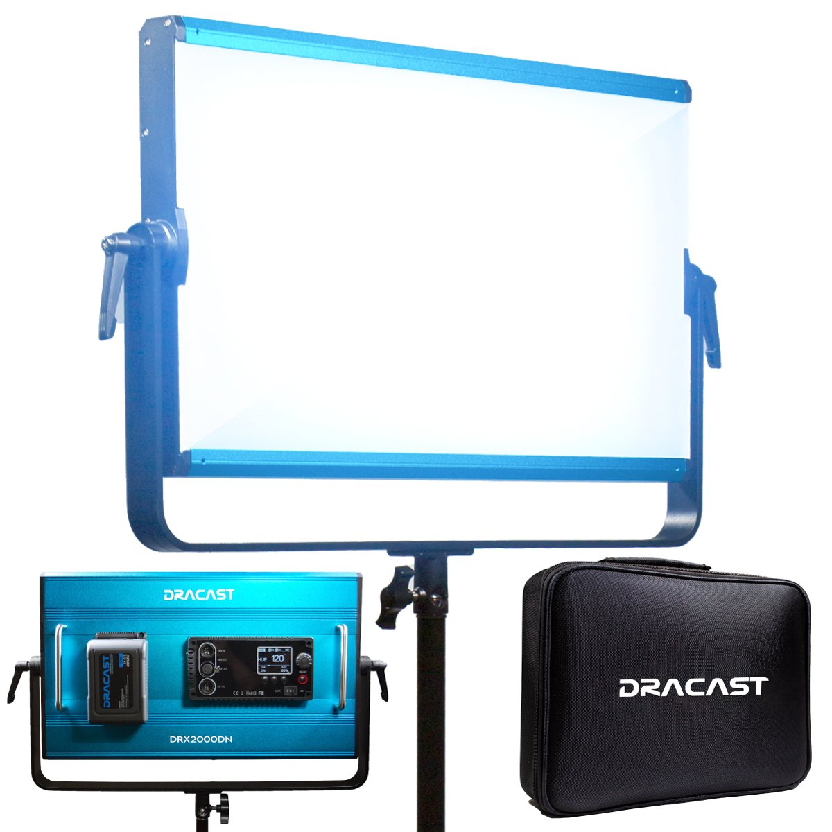 Dracast X Series LED2000 Daylight LED 3 Light Kit with Injection Molded Travel Case