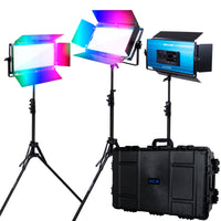 Dracast X Series LED1000 RGB and Bi-Color LED 3 Light Kit with Injection Molded Travel Case
