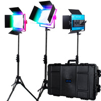 Dracast X Series LED500 RGB and Bi-Color LED 3 Light Kit with Injection Molded Travel Case