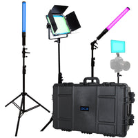 Dracast X Series Bi-Color LED Light Kit with Injection Molded Travel Case (x1 DRX500RGB, x1 DRX240RGB, x2 DRXLT400)