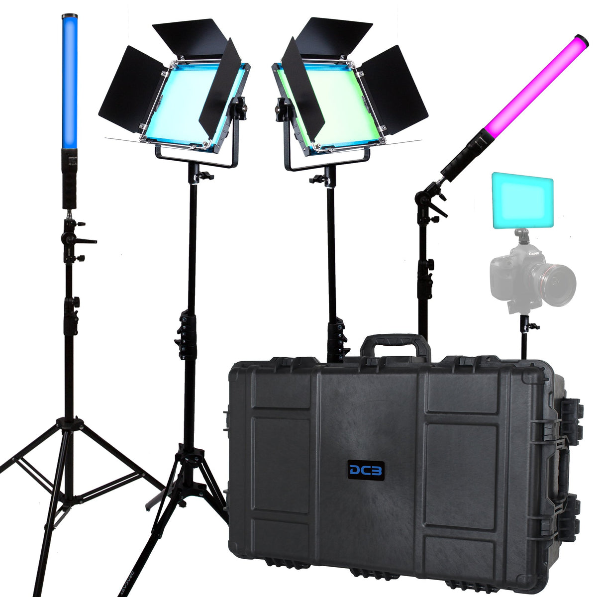 Dracast X Series Bi-Color LED Light Kit with Injection Molded Travel Case (x2 DRX500RGB, x1 DRX240RGB, x2 DRXLT400)
