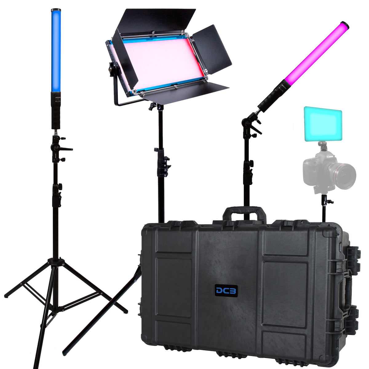 Dracast X Series Bi-Color LED Light Kit with Injection Molded Travel Case (x1 DRX1000RGB, x1 DRX240RGB, x2 DRXLT400)