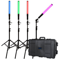 Dracast X Series LED400 Light Tube RGBWW LED 4 Light Kit with Injection Molded Travel Case