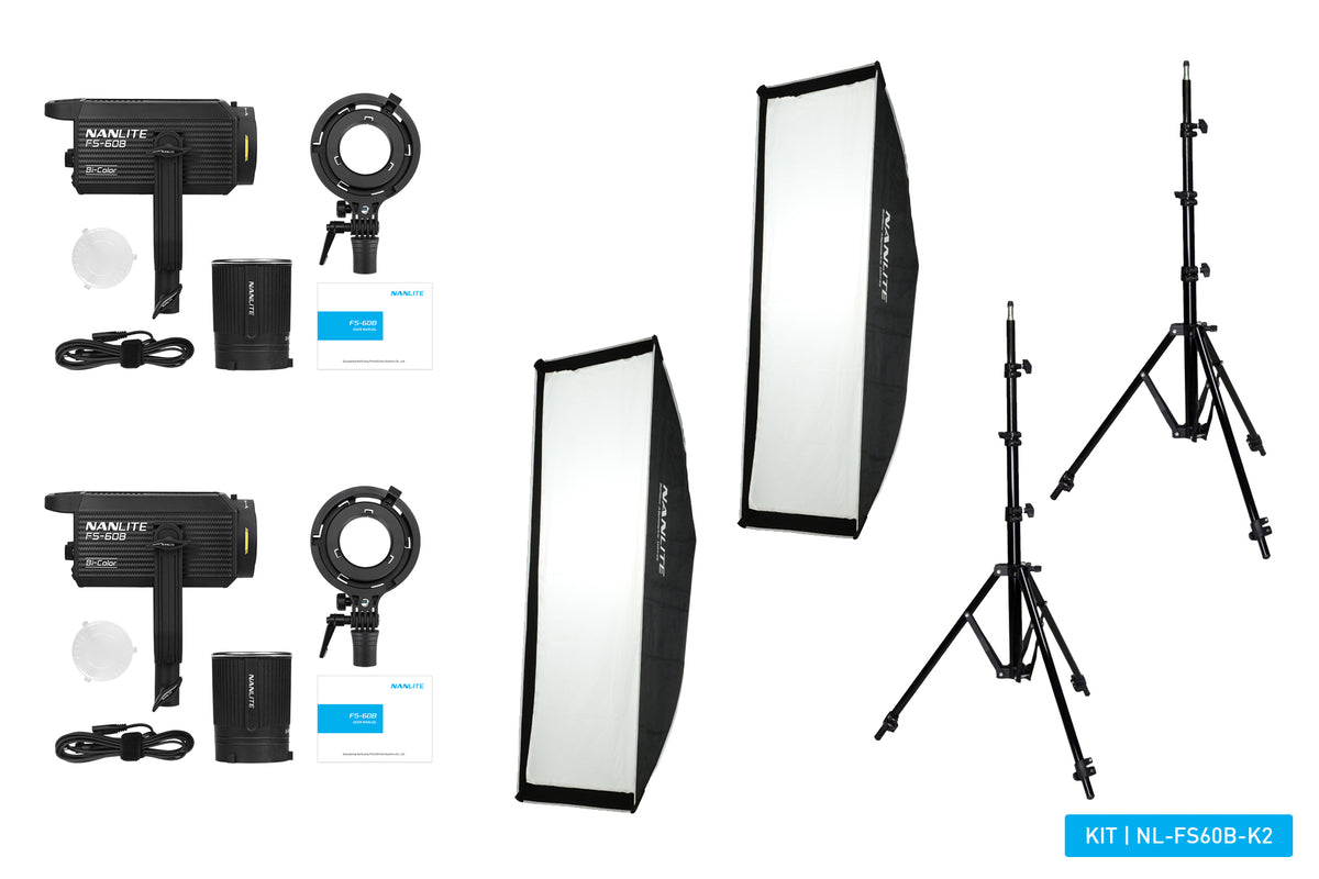 Nanlite FS 60B LED dual kit (w/ light stand and softbox)