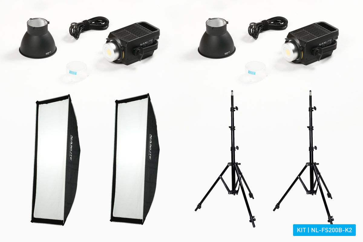 Nanlite FS200 Bi-color LED dual kit (w/ light stand and softbox)