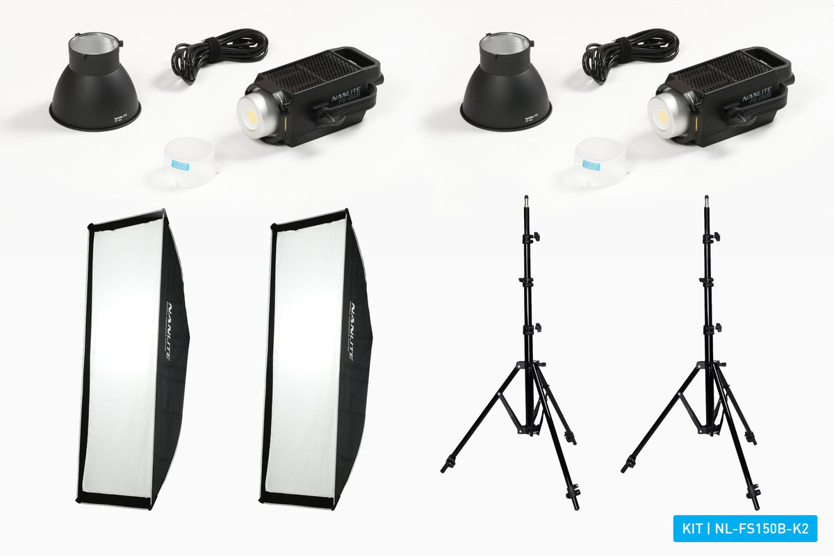 Nanlite FS-150B LED Spot Light dual kit (w/ light stand and softbox)