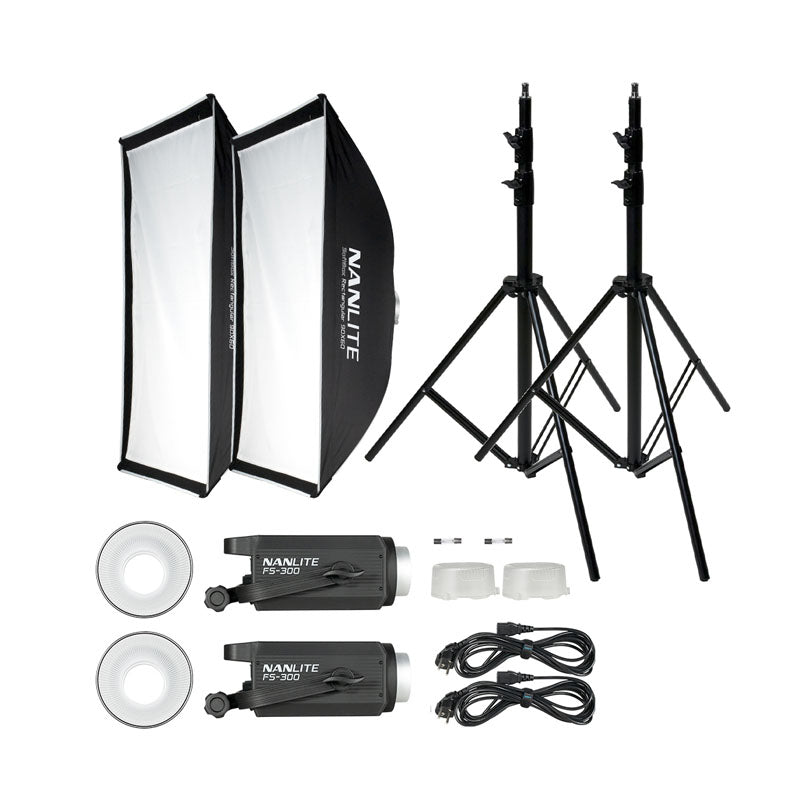 Nanlite FS300 LED dual kit (w/ light stand and softbox)