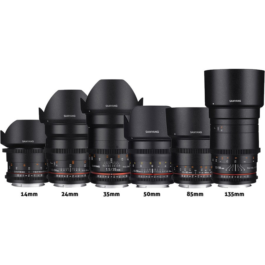 Samyang 6 delige VDSLR II Cine Lens Set + Gratis Hardcase